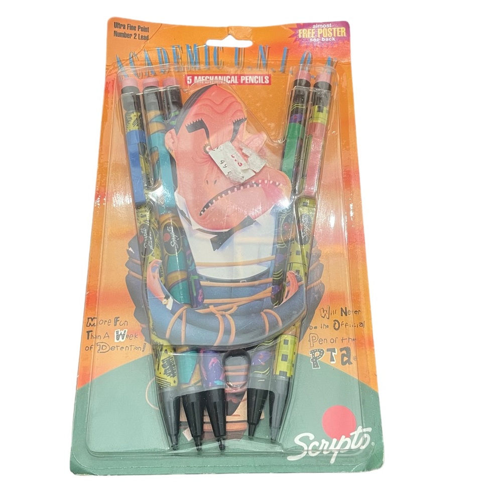 Vintage 1990's Scripto Academic Union 5‎ Mechanical Pencils School NEW Nostalgic